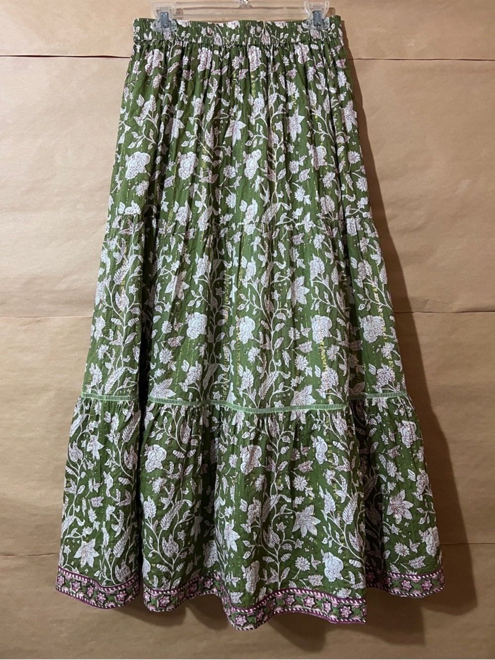 CLARA Olive Green Floral Maxi Skirt - Picture 14 of 15